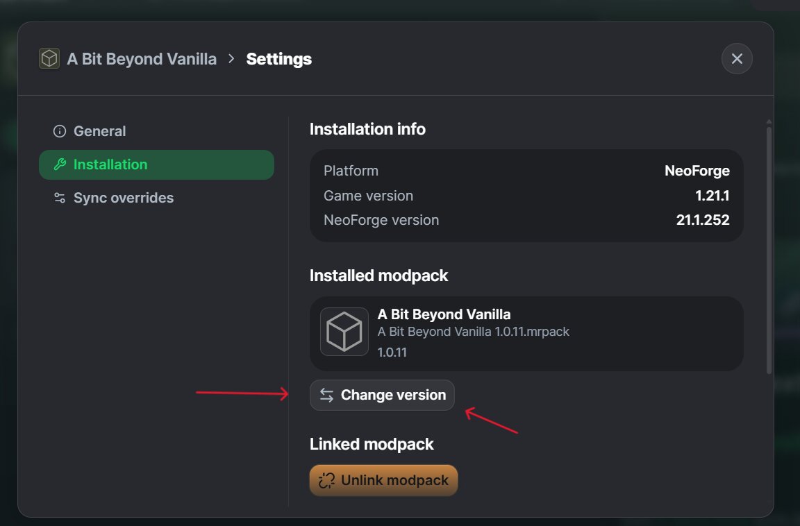 Select new modpack file